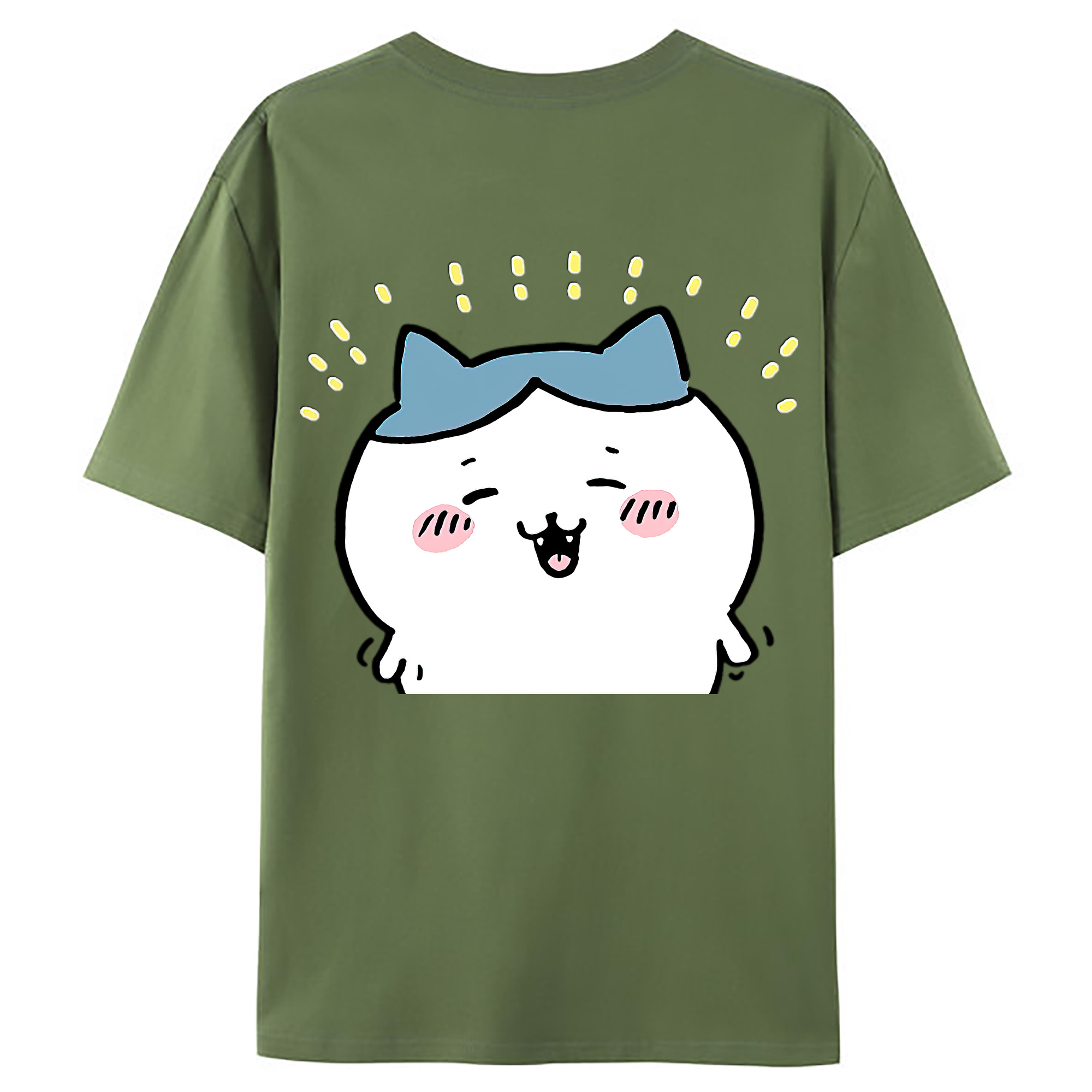 （画像用） ちいかわ ハチワレ Chii-kawa hachiware 綿100％ メンズ半袖Tシャツ（バックプリント） 通気性